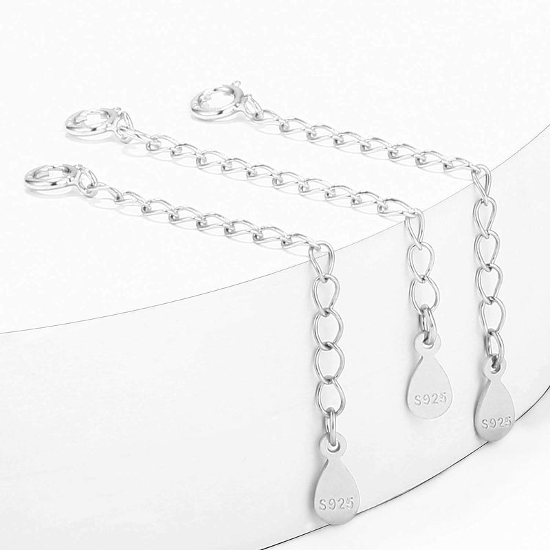 LANCHARMED 3 Pcs Necklace Extender, 925 Sterling Silver Extension for Jewelry Necklace Bracelet Anklet Extenders for Women Jewelry Making Chains 2 inch, Silver - Image 5